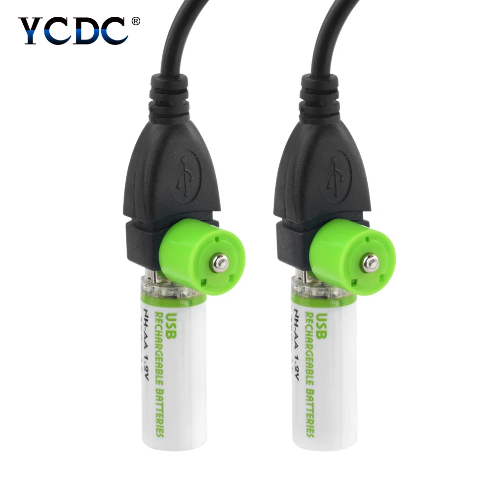 2 шт. перезаряжаемый 1,2 в 1450 мАч Usb зарядка AA Ni-MH LR6 HR6 UM3 батареи с usb-кабелем для Светодиодный фонарь, внешний аккумулятор