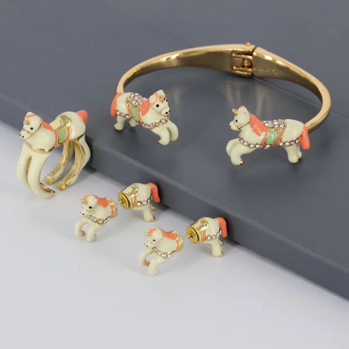 Fashion copper enamel glaze lucky horse unicorn necklace bracelet set | Украшения и аксессуары