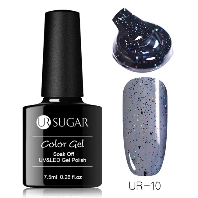 Ur Sugar 7,5 мл голографический Желейный Гель-лак для ногтей Блестящий Гель-лак фиолетовый розовый замачивающийся УФ-Гель-лак сделай сам - Цвет: 10