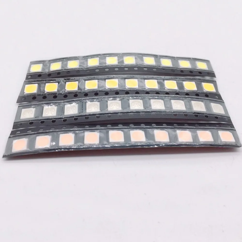 100 шт. 5050 SMD светодиодный белый теплый красный желтый зеленый синий розовый UV Диод
