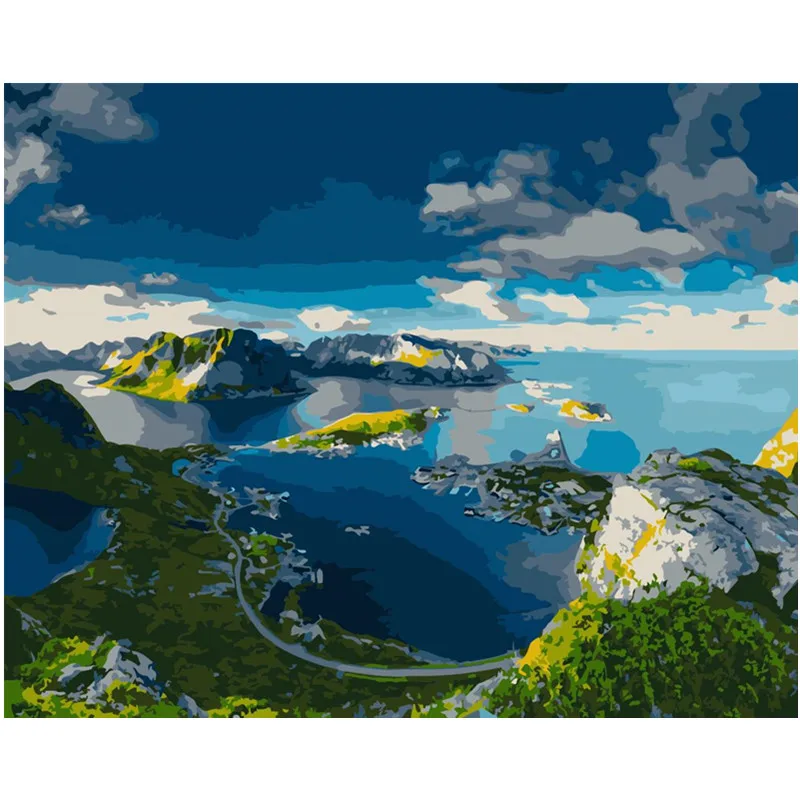 Картина по номерам DIY Прямая поставка 40x50 50x65 см красивый норвежский океан пейзаж