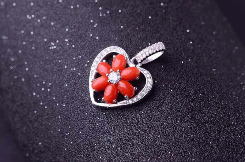 

Ожерелье из серебра 925 пробы, красная Коралловая подвеска