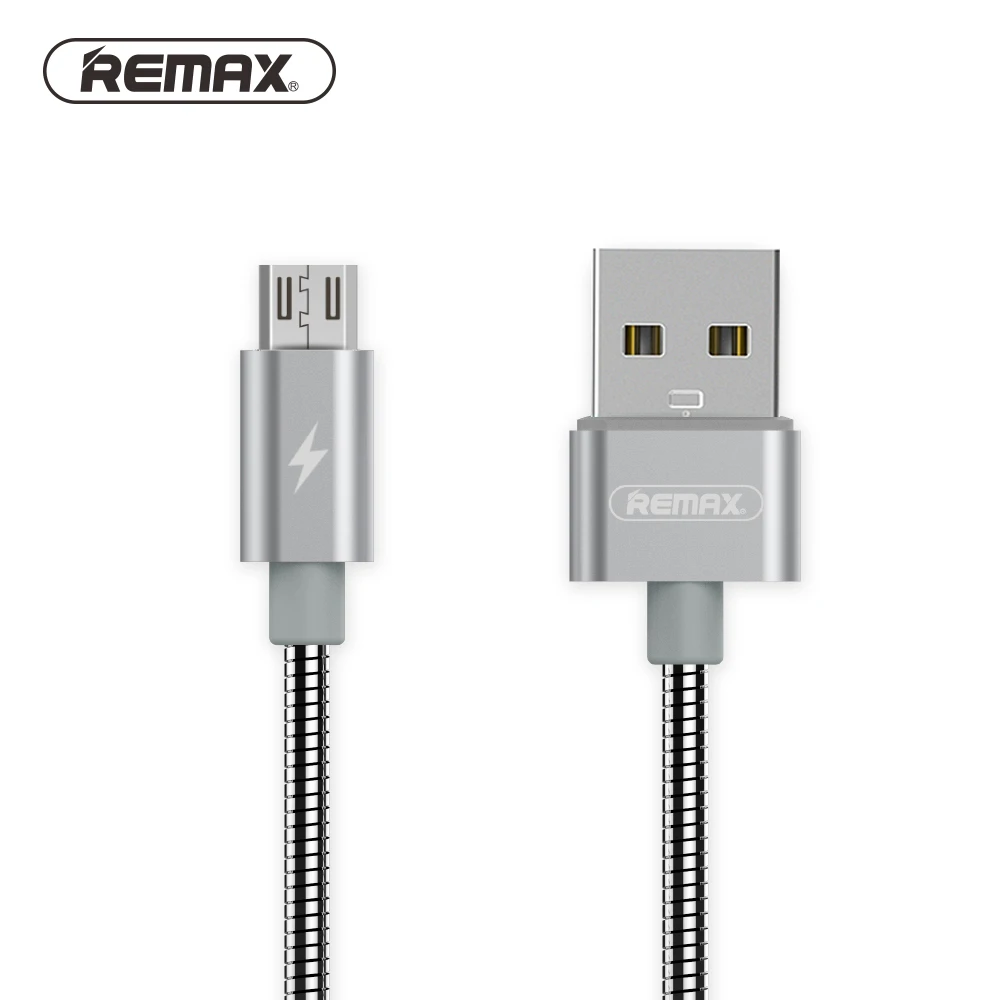 Remax металлический пружинный Micro USB кабель для синхронизации данных USB зарядное устройство для samsung Xiaomi huawei 2.1A кабели для быстрой зарядки для iphone X 8 7 5S - Цвет: Серебристый