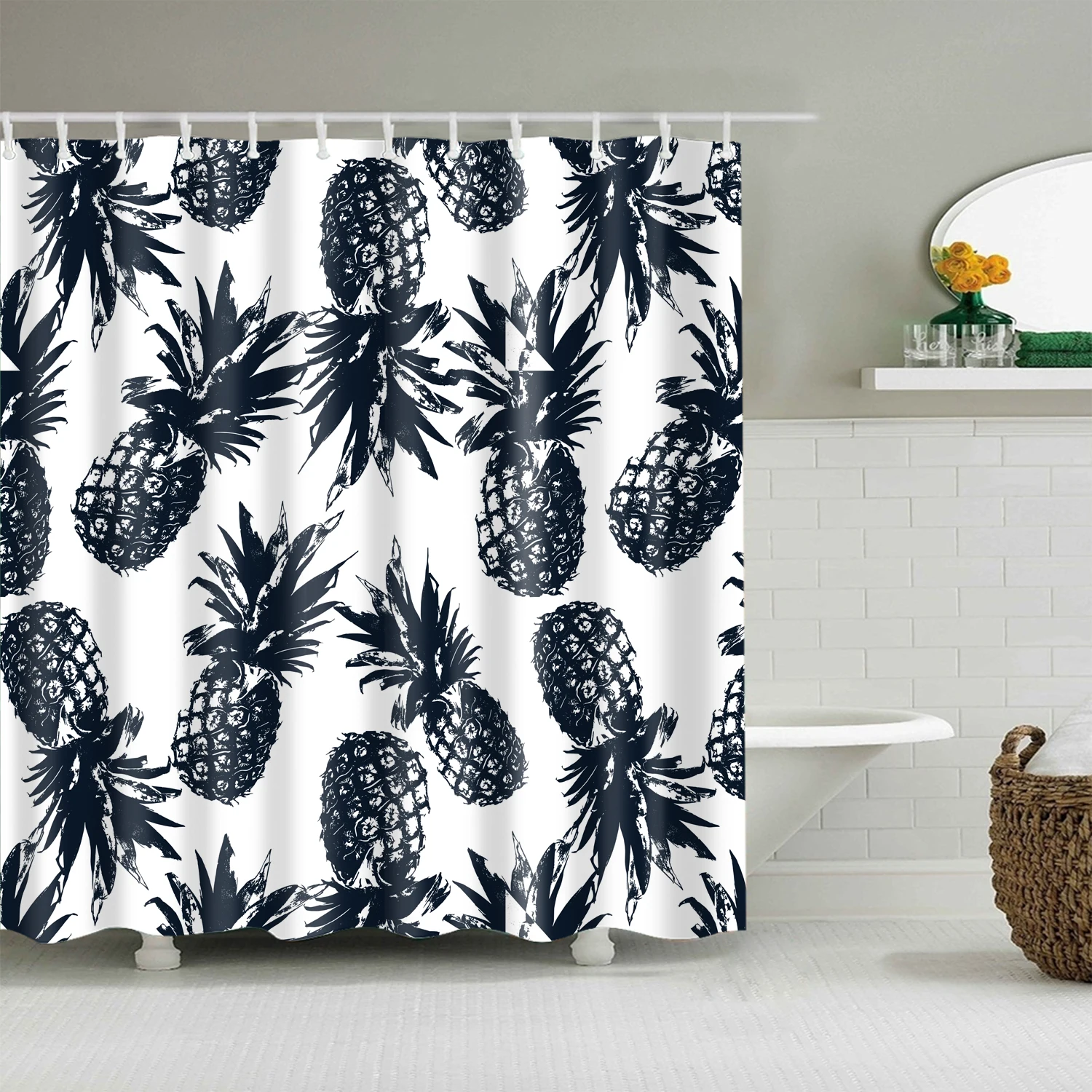 Mountain 3D Green bath curtain long 180x200cm Waterproof polyester Blackout Shower curtain For bathroom curtain - Цвет: A