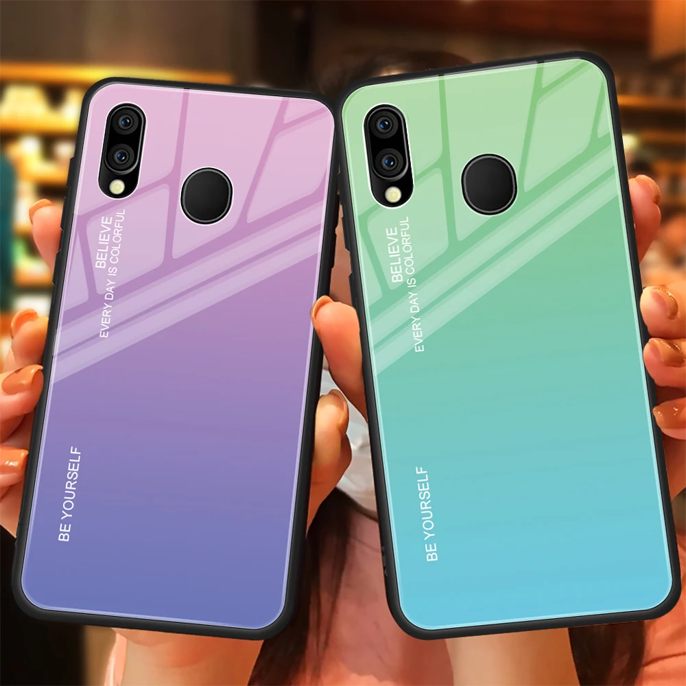 Чехол из градиентного стекла для Samsung Galaxy A70 A50 A30 A20 A10 M10 M20 M30 A20E устойчивое к