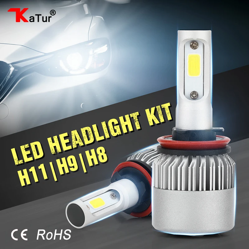 Katur 2 шт./компл. H8 H9 H11 светодиодные лампы фар Conversion Kit ВОГ огни 6500 К белый 3000lm 30 Вт
