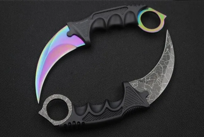 Реального CS Go Karambit Ножи Counter Strike Кемпинг Пеший Туризм выживания Ножи оболочка армейские коготь Ножи 6 цветов Прямая