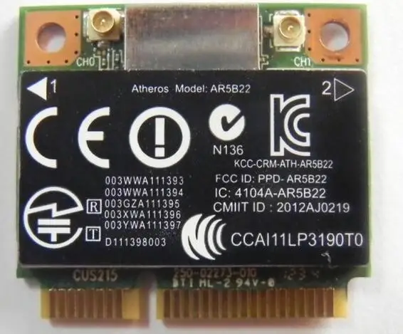 Atheros AR9462 AR5B22 WB222 Половина мини PCIe беспроводная карта 300M+ BT4.0 SPS: 676786-001 для ноутбука hp 2170p 4340s 4441s