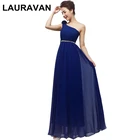 Простое длинное шифоновое платье с аппликацией на одно плечо, ярко-синее, красное, розовое