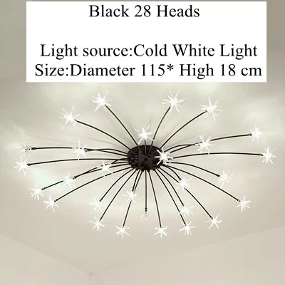 Black 28 Heads LukLoy Gypsophila Потолочная люстра современный простой дизайн гостиная ресторан спальня креативный модный светодиодный светильник - Цвет абажура: Black 28 Heads