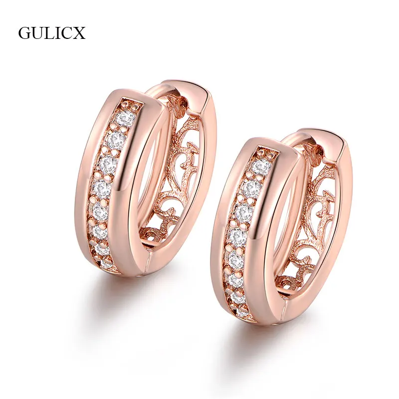 Женские серьги-кольца GULICX серебряные/розовые/Золотые/золотого цвета серьги для