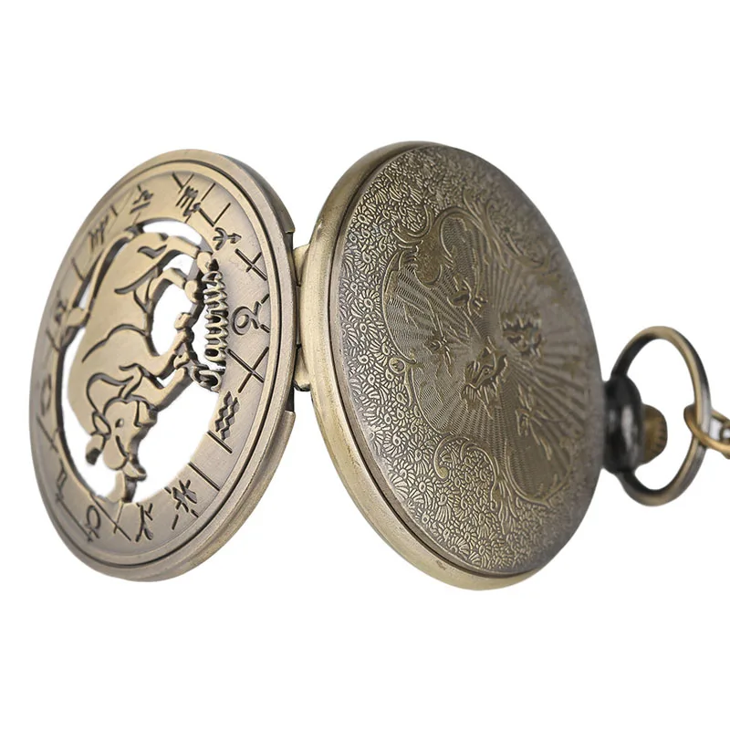 

Scorpio Quartz Pocket Watch Bronze Constellations Necklace Modern Women Men 12 Horoscope Tender Top Birthday Gift for Boys Girls