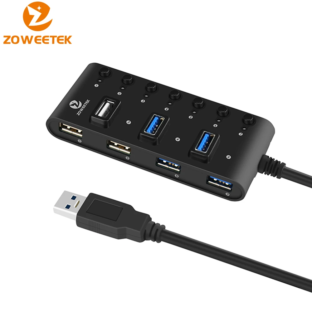 Zoweetek NH02 External USB Hub High Speed 4 3.0 + 3 2.0 Ports Potable OTG Splitter with Switch for Mac OS Windows PC | Компьютеры и