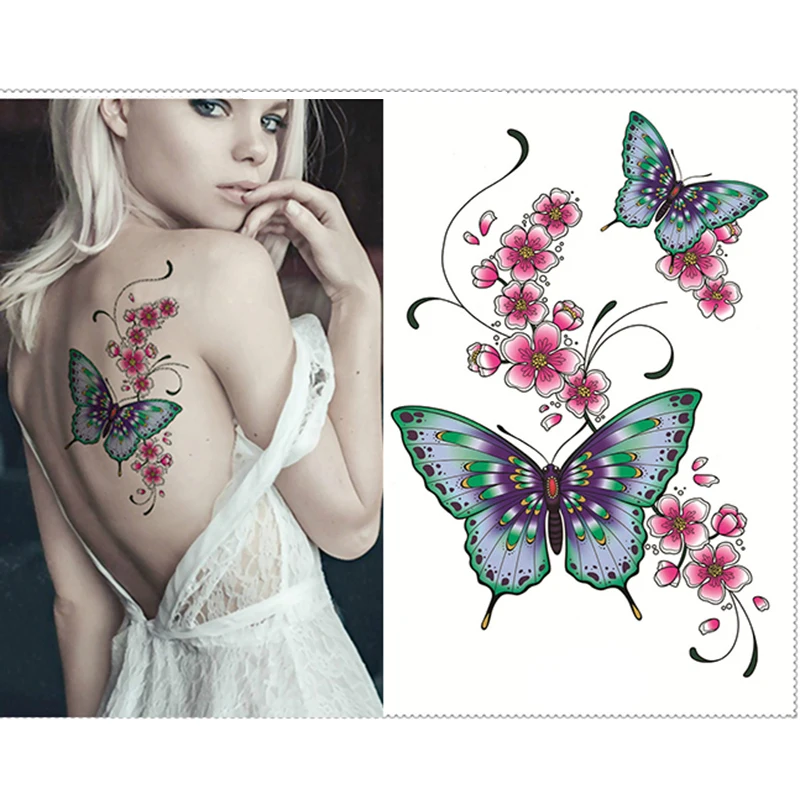 waterproof tatoo temporary stickers for lady women butterfly flower design large arm tattoo sticker | Красота и здоровье