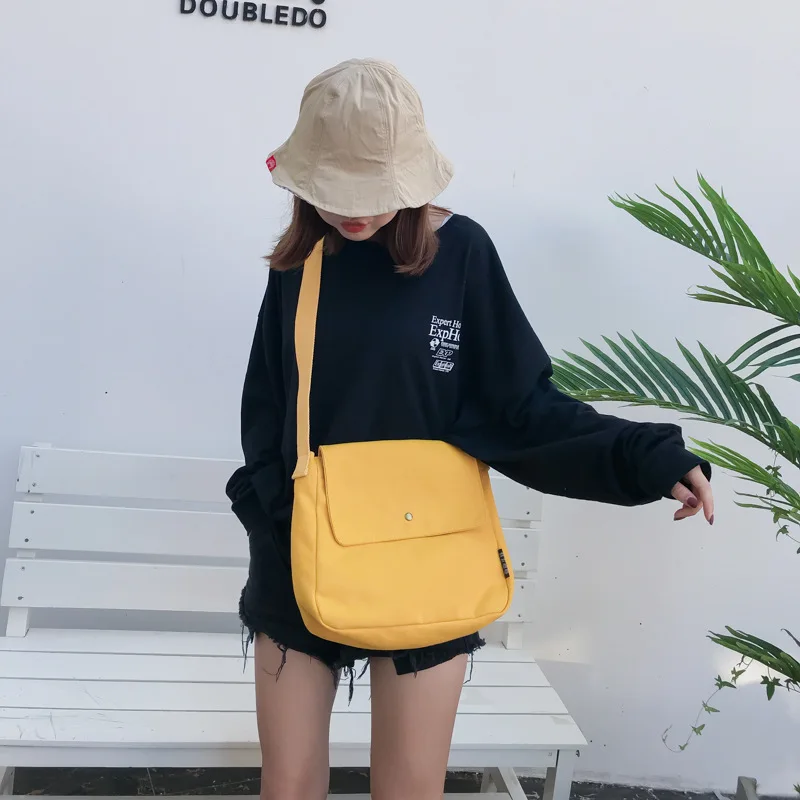 

Hirigin Fashion Women Canvas Bag Women's Single Shoulder Shoulder Bag Pure Color Art Mobile Bag Soft Surface Ancient Canvas Bag