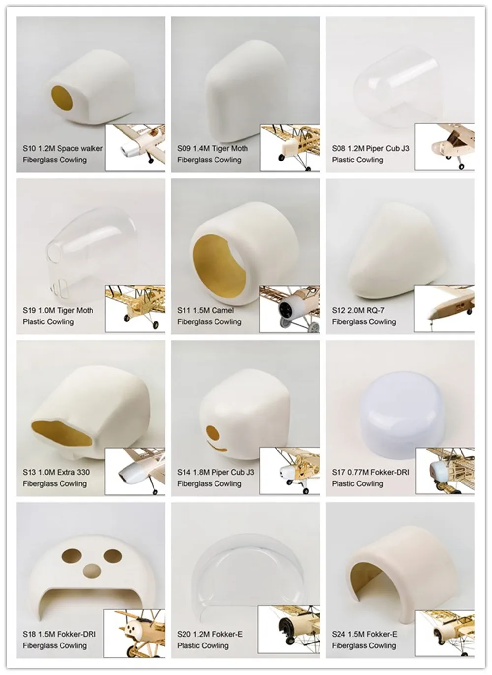 Фото Fiberglass Cowling/Canopy/Cabin PVC for RC Plane Balsa Wood Airplane Pipe J3,Tiger Moth,Space Walker,Camel,RQ7, EX330,Fokker DRI №1