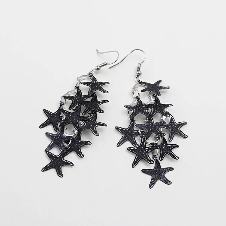 Филигранные серьги в виде морской звезды большие медные серьги-подвески