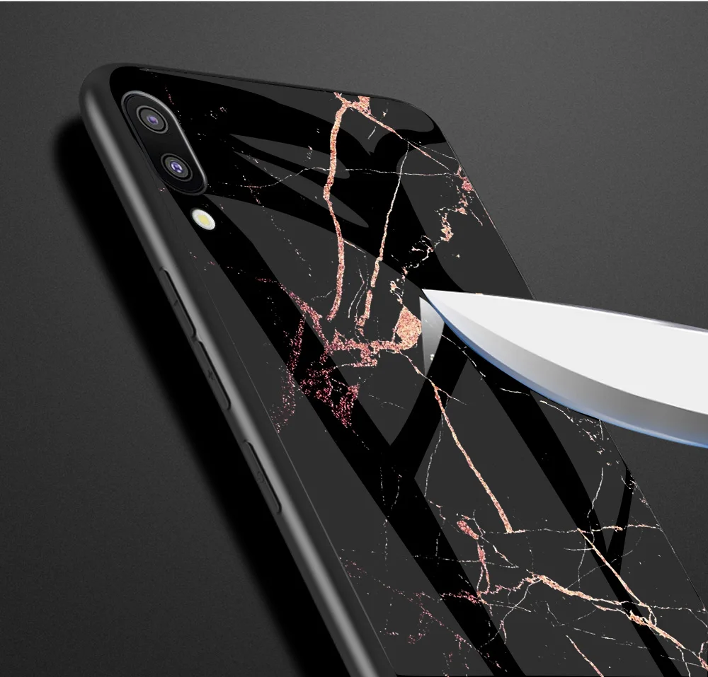 Для samsung Galaxy A50 чехол Мраморное зерно закаленное стекло градиент защитный чехол на заднюю панель для samsung A10 A20 A30 A40 A60 A70