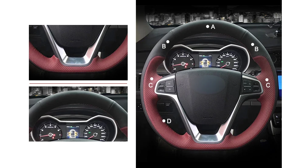 MEWANT черная винно-красная кожаная крышка рулевого колеса автомобиля для Geely EMGRAND GT