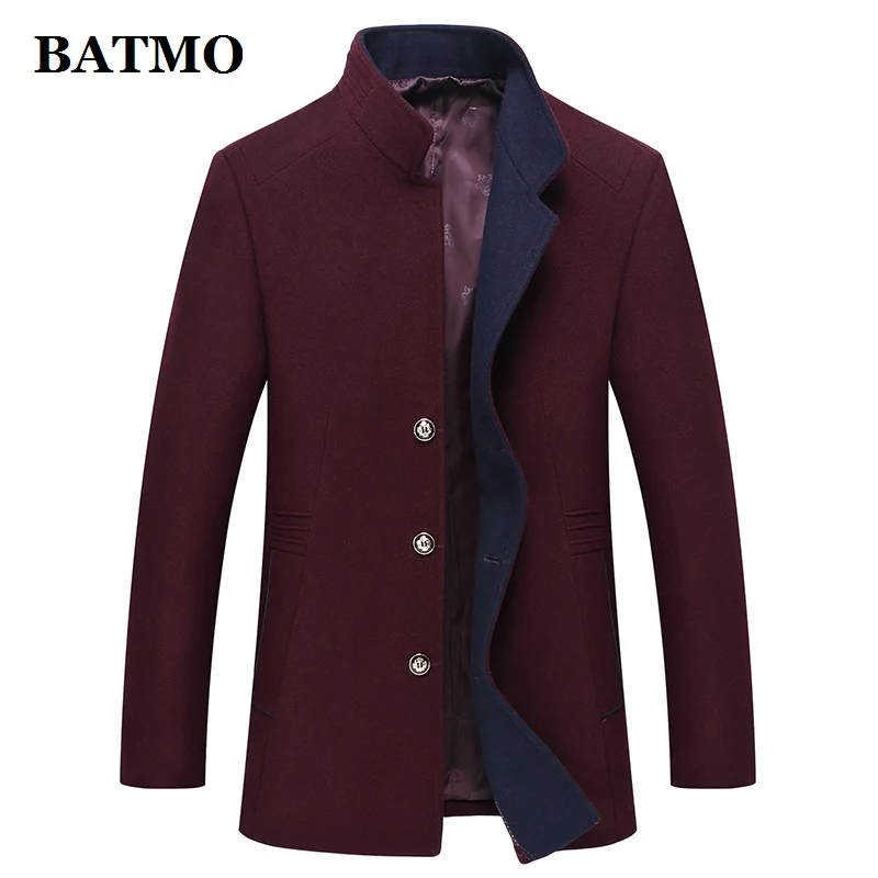 

BATMO 2019 new arrival autumn high quality wool casual trench coat men,men's wool jackets ,plus-size M-XXXL 3 COLORS 1641