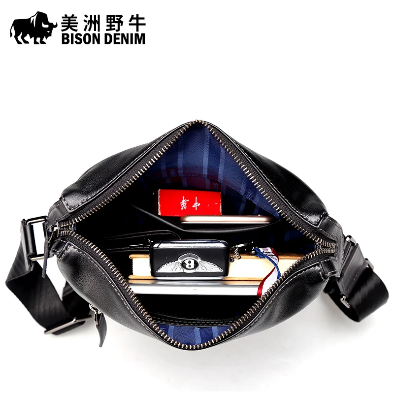 BISON DENIM известных брендов сумки мужские новый сумка через плечо натуральная кожа
