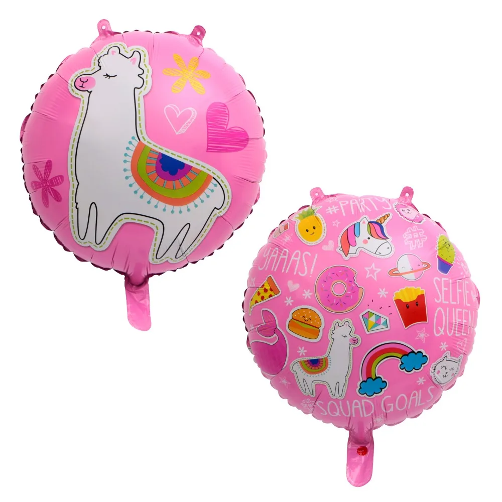 Double-sided pink 1 шт. пината Единорог лама фольги Воздушные шары Альпака гелий вечерние воздушный шар для Бэйби Шауэр День рождения Свадебные украшения партии детские игрушки - Цвет: Double-sided pink