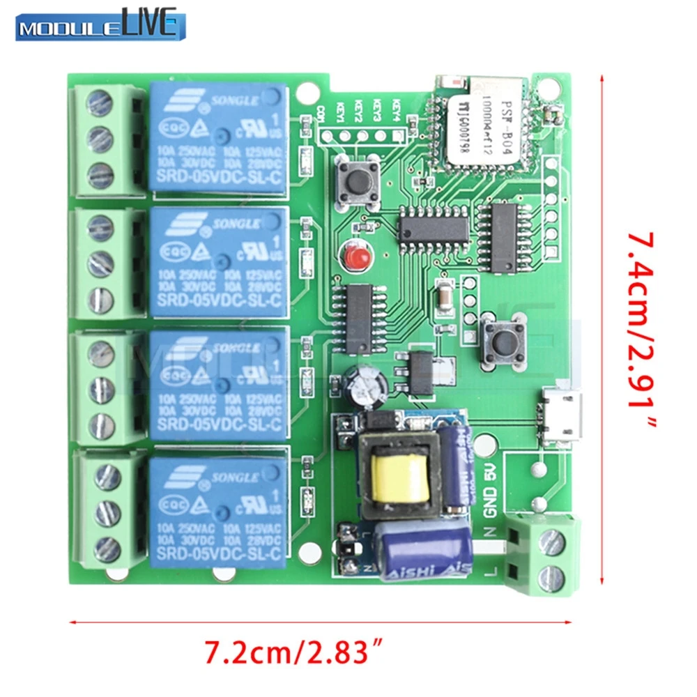 220V 4 wifi реле канала модуль с помощью приложения на телефоне Беспроводной дистанционного Управление WI-FI переключатель пробежку с встроенной функцией спуска затвора блокировки 433 м для смарт-Приспособления