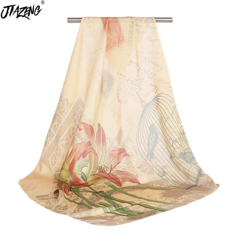 Платок шелковый шарф женский платок на голову шарфы для волос новый принт