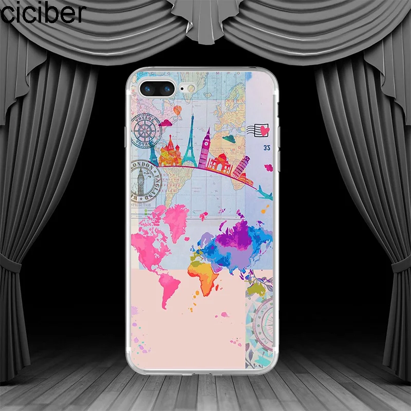 Ciciber для iPhone 11 Pro Max карта мира чехол мобильного телефона 7 8 6 6S Plus X XS XR 5 5S SE Мягкий