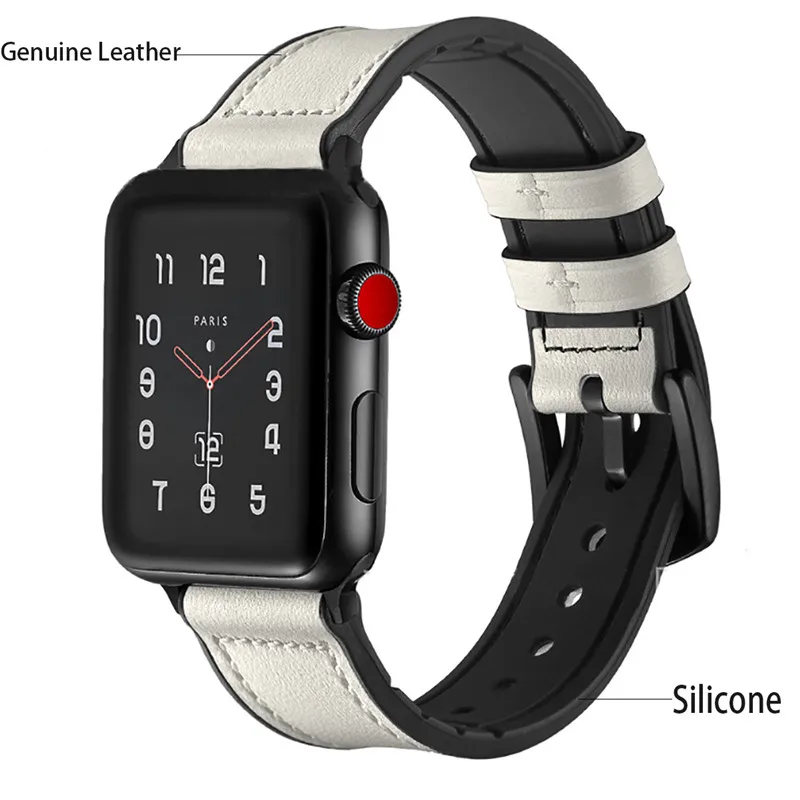White Чехол-накладка из искусственной кожи браслет для наручных часов Apple Watch, версии 44/40 мм спортивные запасной браслет ремешок для наручных часов iwatch, 4/3/2/1, 38, 42 мм, версия - Band Color: White