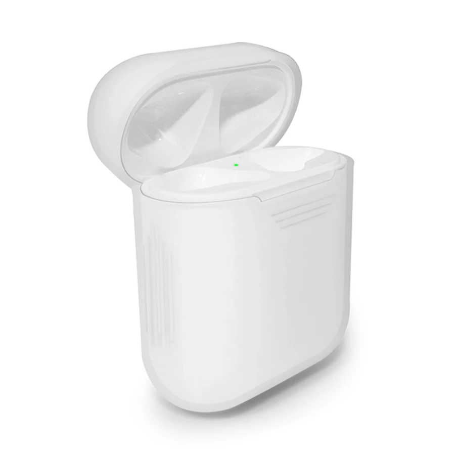 Чехол для Apple AirPods силиконовый синего цвета ударопрочный протектор + шнур ремня