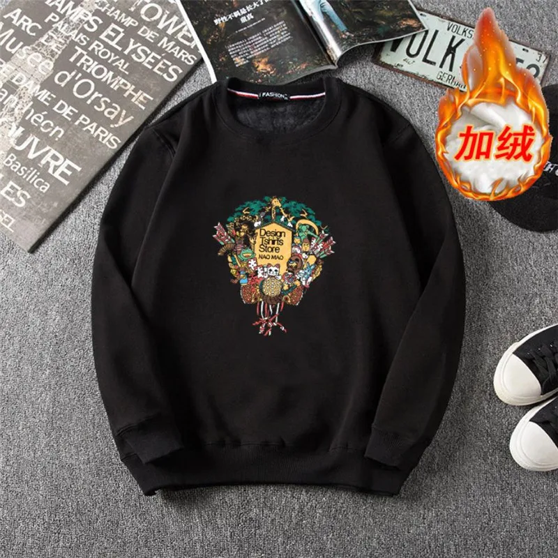 Мужские толстовки пальто из хлопка с длинным рукавом флис унисекс принтом