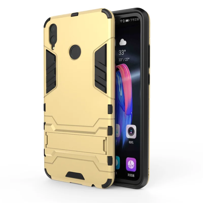 Чехол Coque для Honor 8X, чехлы для huawei Honor 8X, силиконовая твердая пластмассовая броня, оригинальная Роскошная Противоударная подставка - Цвет: Золотой