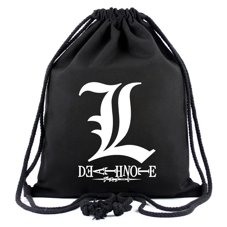 Дэдпул Мультфильм Drawstring сумка Death Note Аниме унисекс Холст Рюкзак Плечи