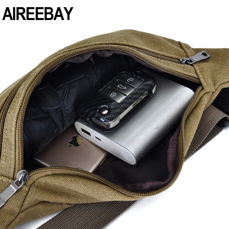 AIREEBAY большая поясная сумка холщовая многофункциональная уличная нагрудная