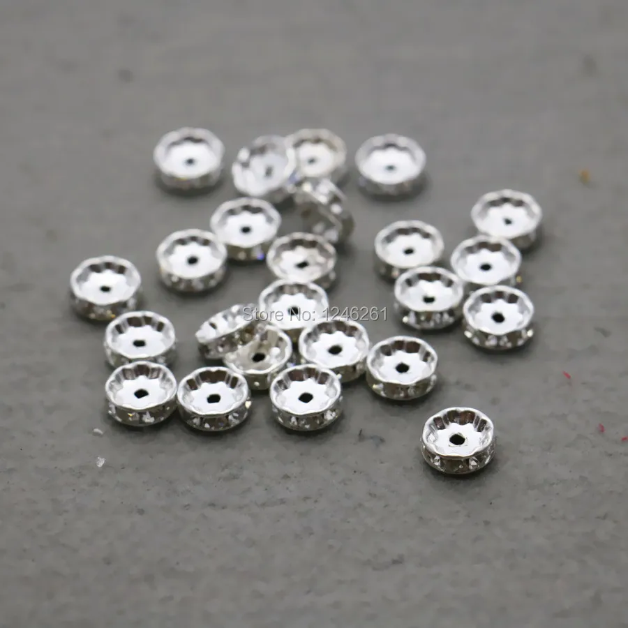 100 шт. круглые Распорки с серебряной пластиной инкрустированные стразы