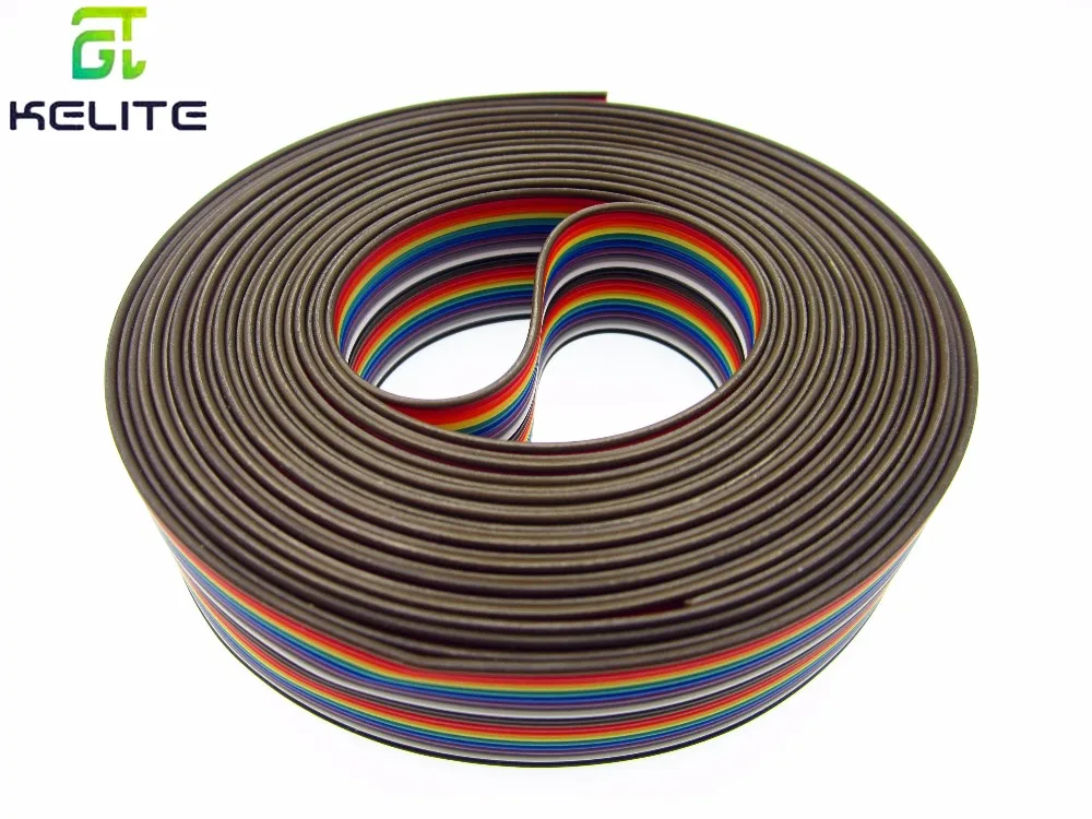 

ribbon cable 20 WAY Flat Color Rainbow Ribbon Cable wire Rainbow Cable 20P ribbon cable 1.27MM pitch 5meters/lot IN STOCK