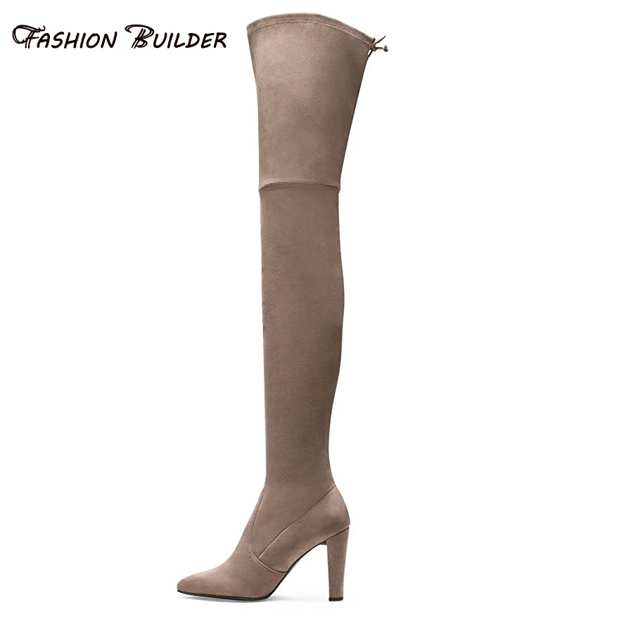 2016 Новая Мода Замши Круглый Toe Зашнуровать Молния Супер высокие Каблуки Над