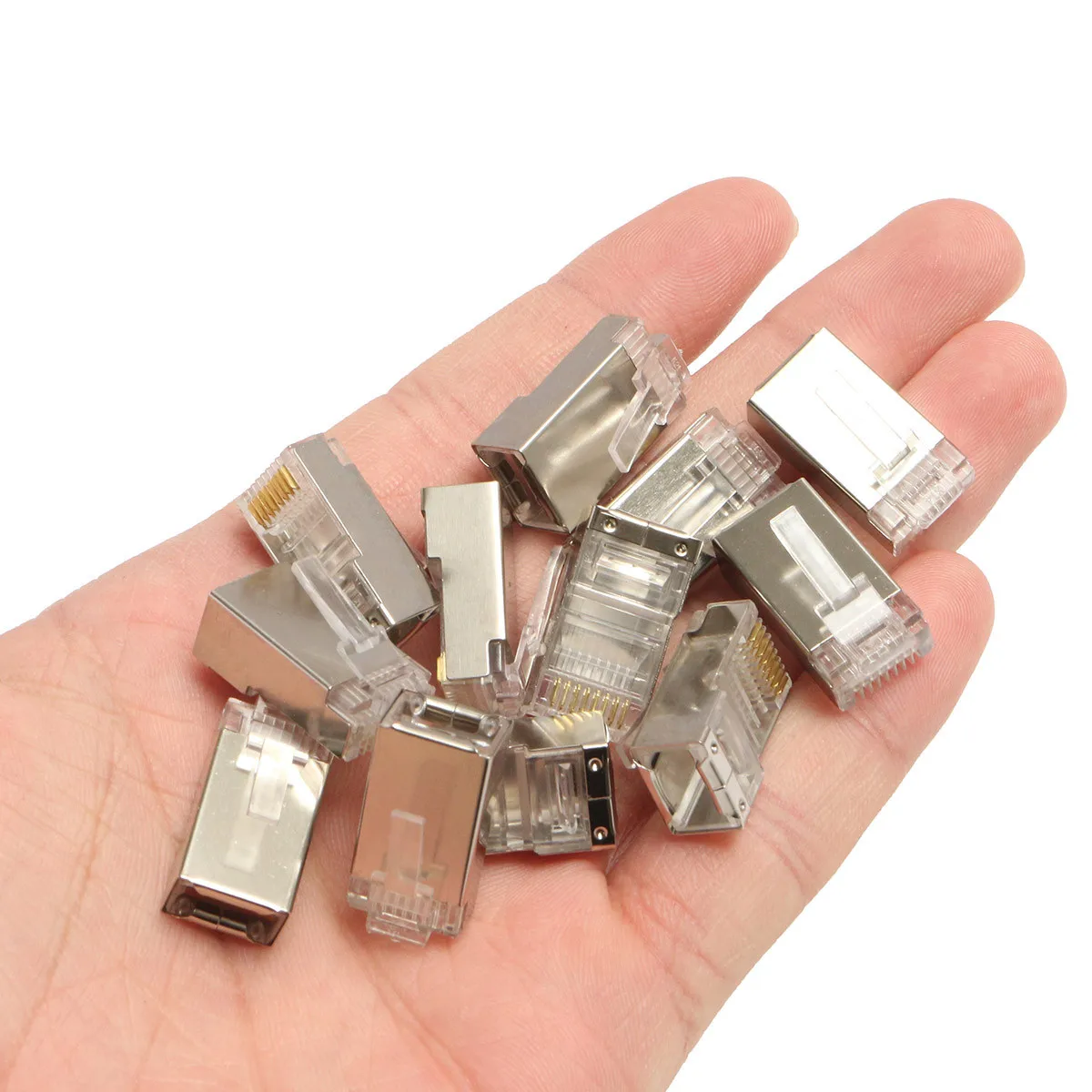 Высококачественный 50 шт. разъем RJ45 Cat6 8 контактный 8P8C экранированный