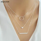 Женское многослойное металлическое ожерелье, многослойное ожерелье из дикого металла золотистого и серебристого цвета, многоэлементное металлическое ожерелье с апертурой, 2018