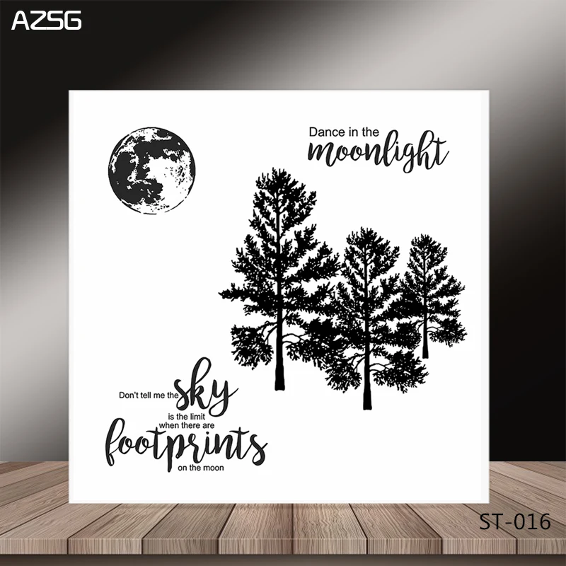 

AZSG Trees In The Moonlight Clear Stamps/Seals For DIY Scrapbooking/Card Making/Album Decorative Silicone Stamp Crafts