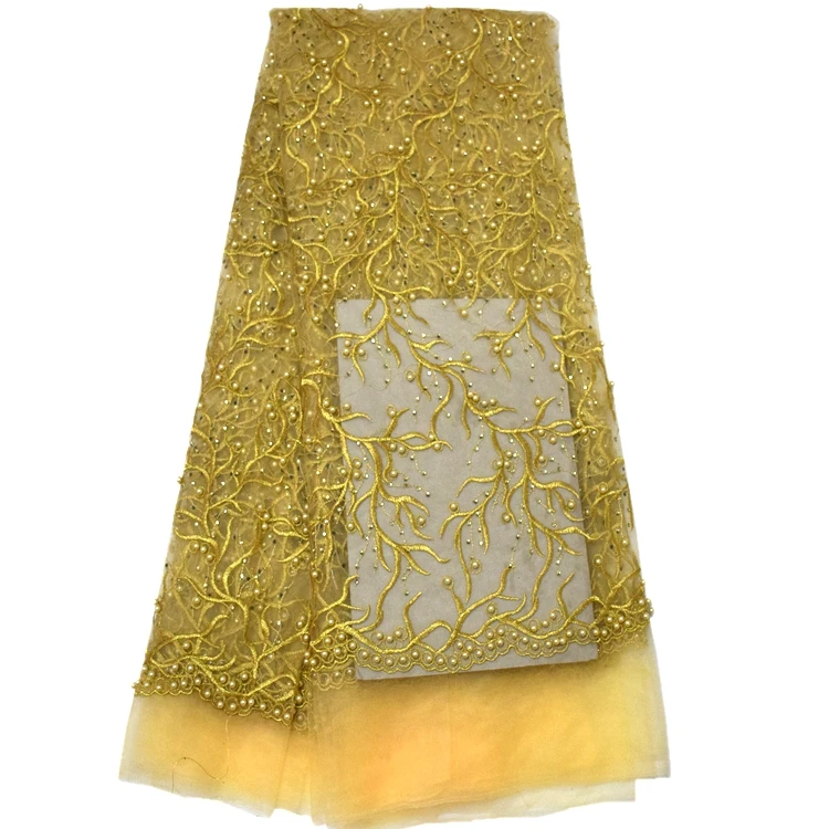 

2016 Lastest Red/pink/purple/goldAfrian Lace Fabric Tulle Embroidered Bridal pearls lace fabric with stones FB0055