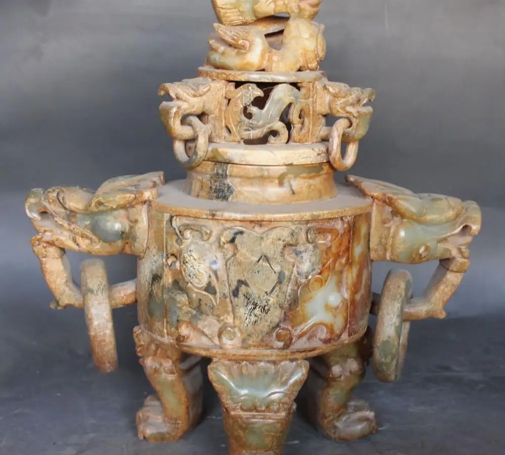 Бесплатная доставка 16 &quotКитайский Нефритовый дракон собака Фу Собака Лев ручка