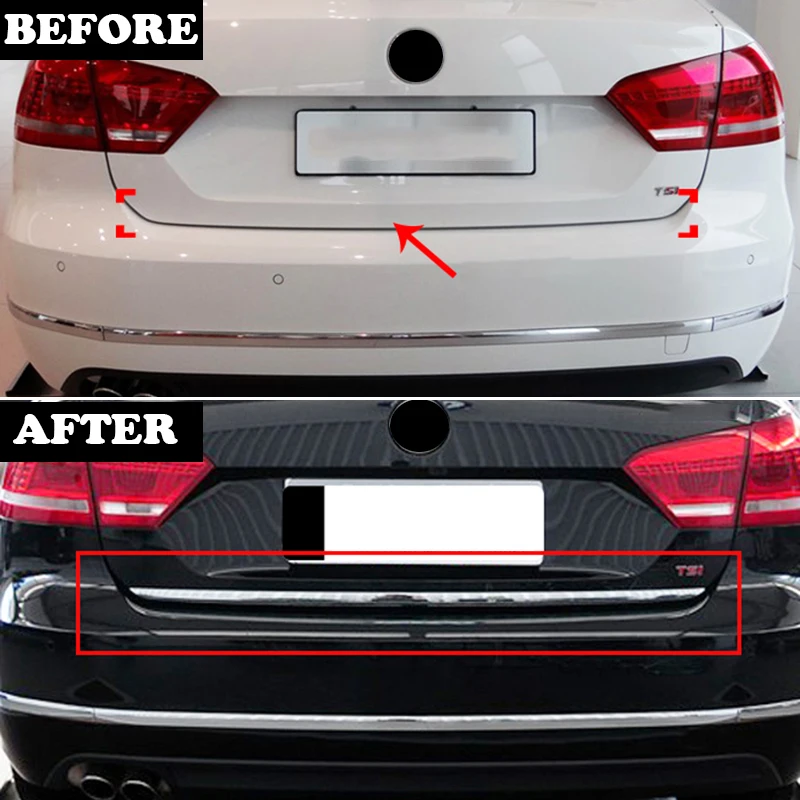 FITFOR 2011 2012 2013 VW PASSAT B7 хром задний багажник багажника задняя крышка-дверца загрузки отделка края литье Гарнир Полосы