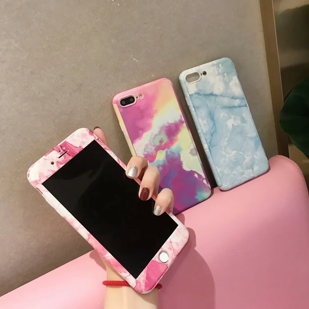 Fashion Marble Stone Painted Hard Case Cover For iPhone X 6 6S 7 8 Plus 5 5S SE 360 Degree Full Body Protect Plastic Anti-knock |
