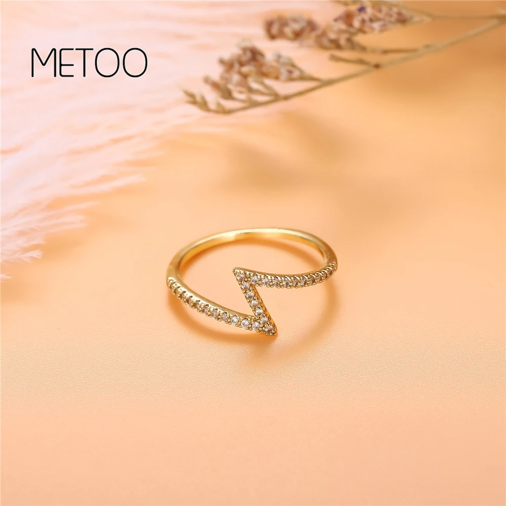 METOO золото геометрическая форма кольцо горный хрусталь высокого класса Медь инкрустированные циркон кольца плетеное кольцо женский Femme