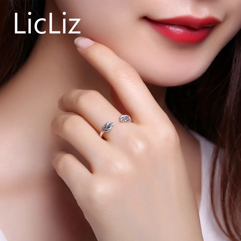 Женское регулируемое кольцо из серебра 925 пробы с симметричным узлом|jewelry rings|jewelry