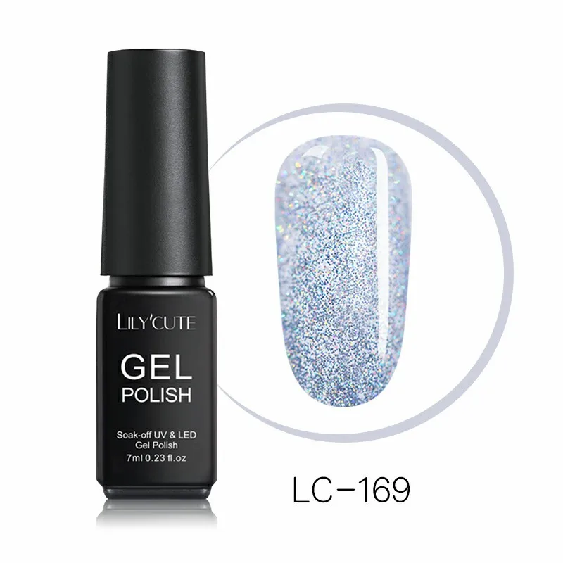 LC-169 LILYCUTE, 7 мл, блестящий Гель-лак для ногтей, блестящий гель для ногтей, серебряный, красный, розовый, золотой, фиолетовый, блестящий, яркий, впитывающий Гель-лак для ногтей - Цвет: LC-169