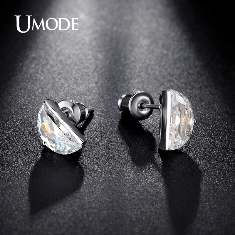 Женские полукруглые серьги гвоздики с фианитами 10 мм|earrings jewelry|colorful stud earingsstud earrings