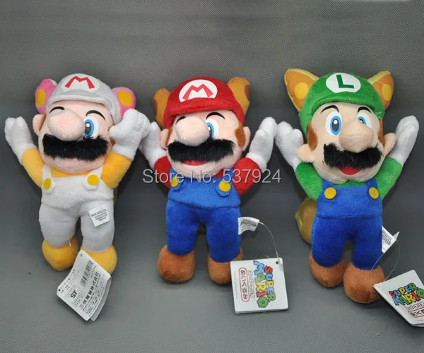 Новый Марио 3 шт. лисица Луиджи енот Tanooki Енот огненный Mario 8 &quot20 см Подвеска